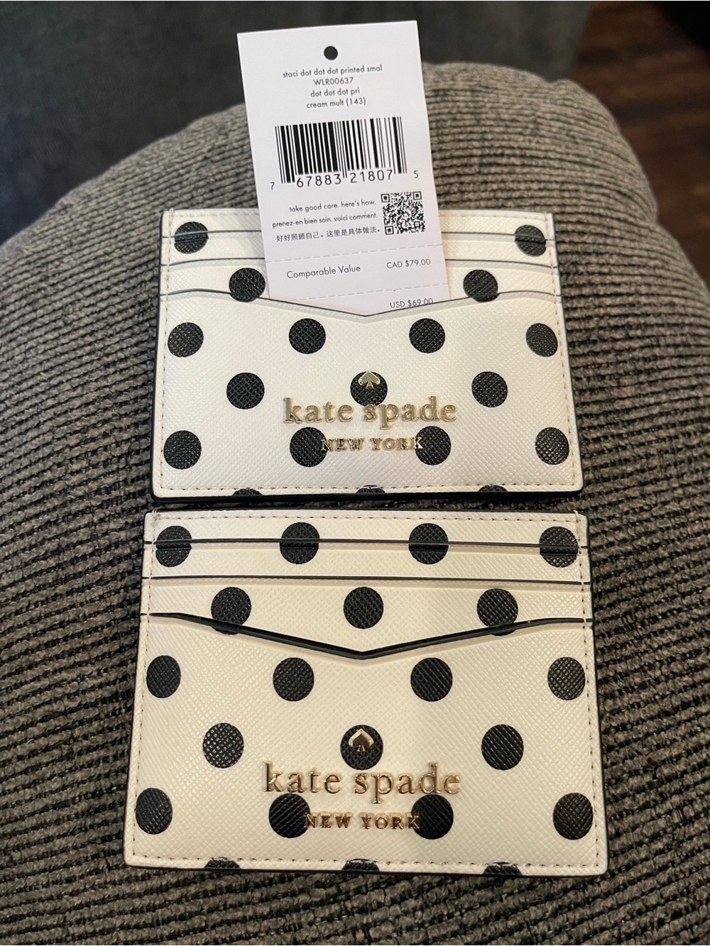 kate spade White and Black Polka Dot Card Holder Set (2)